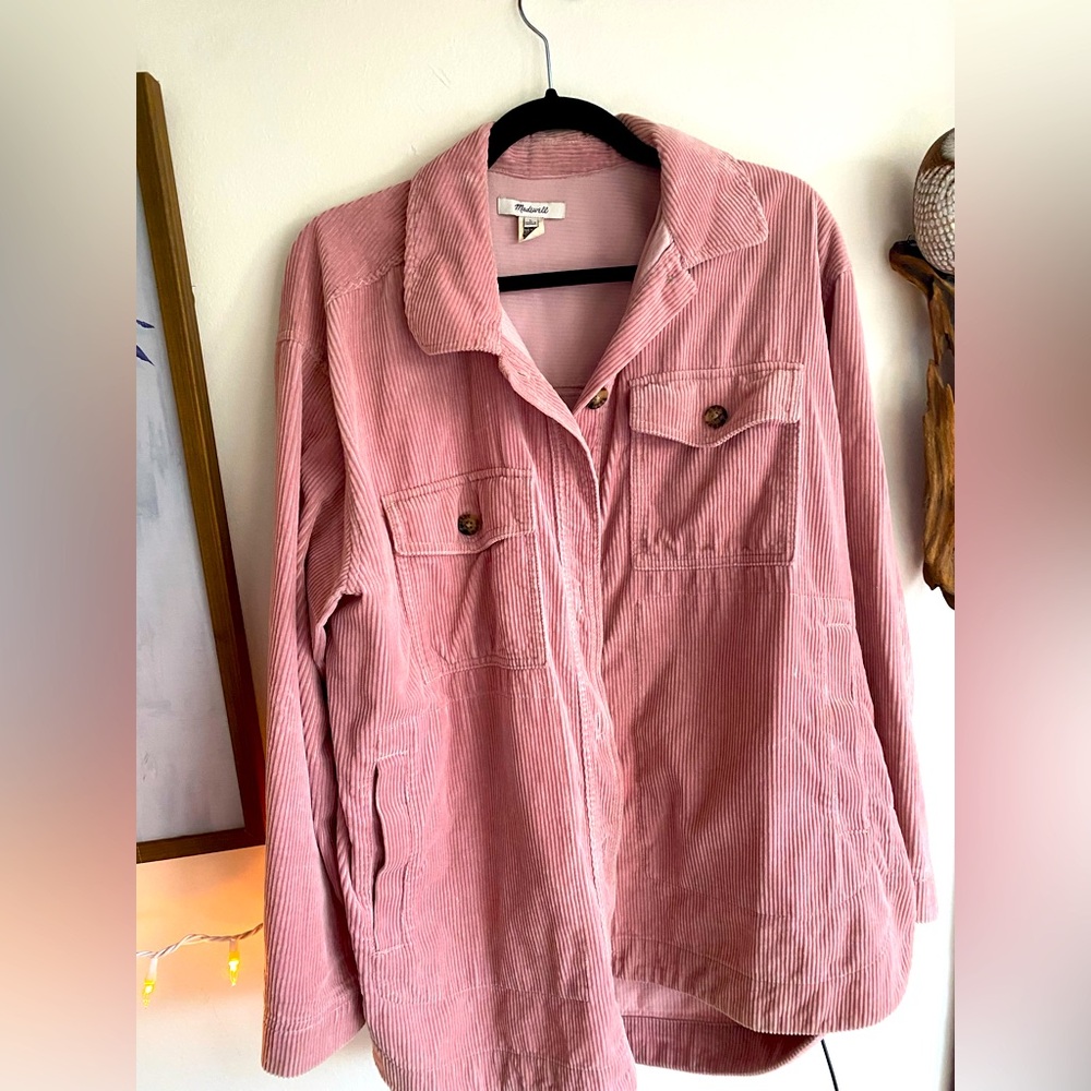 Madewell Women’s Pink Corduroy Button Down Shacket Size Large